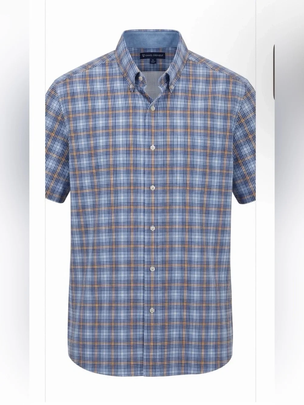 Daniel Cremieux SS Knit Button Down Shirt Blue Plaid Sz XXL Business Casual